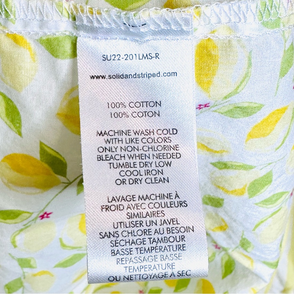 Solid & Striped Lemon Print Button Down Shirt Siz… - image 7